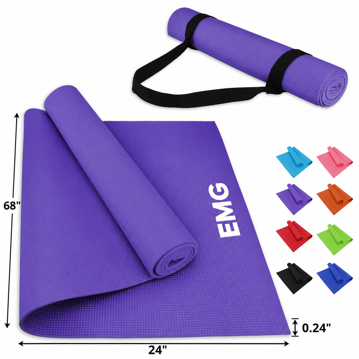 Full Length PVC Yoga Mat and Carrying Strap - Wellness Program Essential view 2
