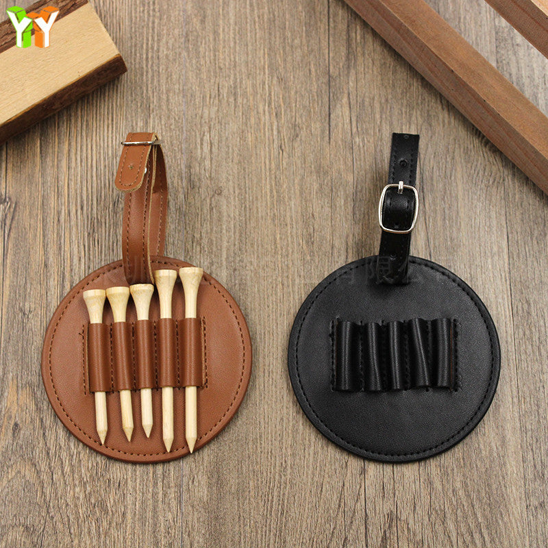 Premium Leatherette Golf Tee Holder Pouch with 5 Wooden Tees - Active Program Essential view 5