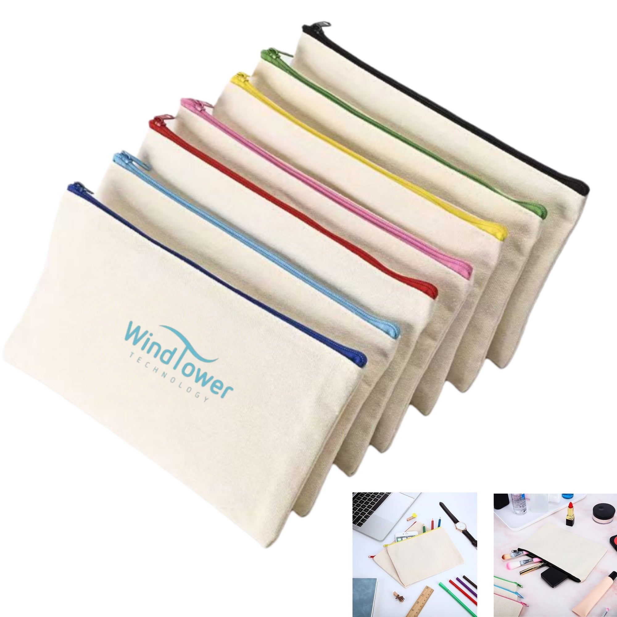 10 OZ Canvas Cosmetic Bag Pencil Pouch - OCEAN