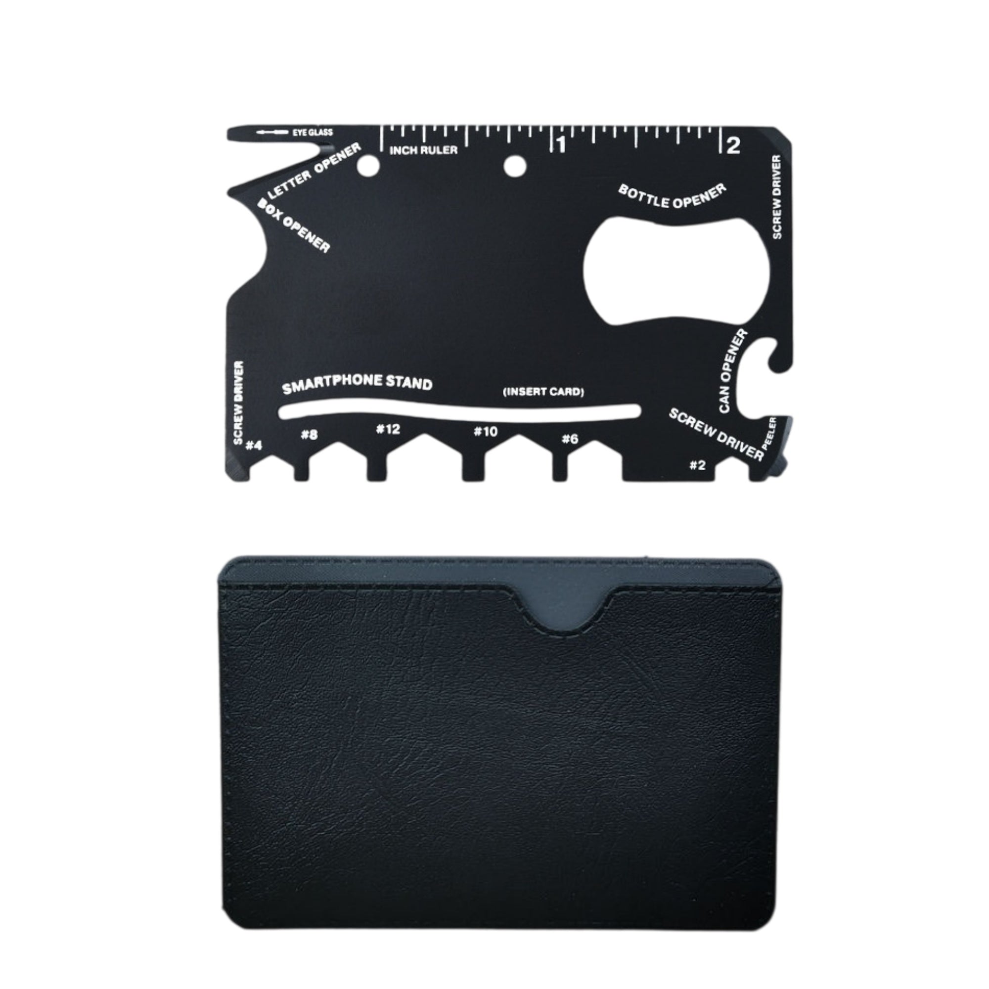 Credit Card Multi Tool with PU Leather Protective Sleeve - Tech & Onboarding Gift view 2