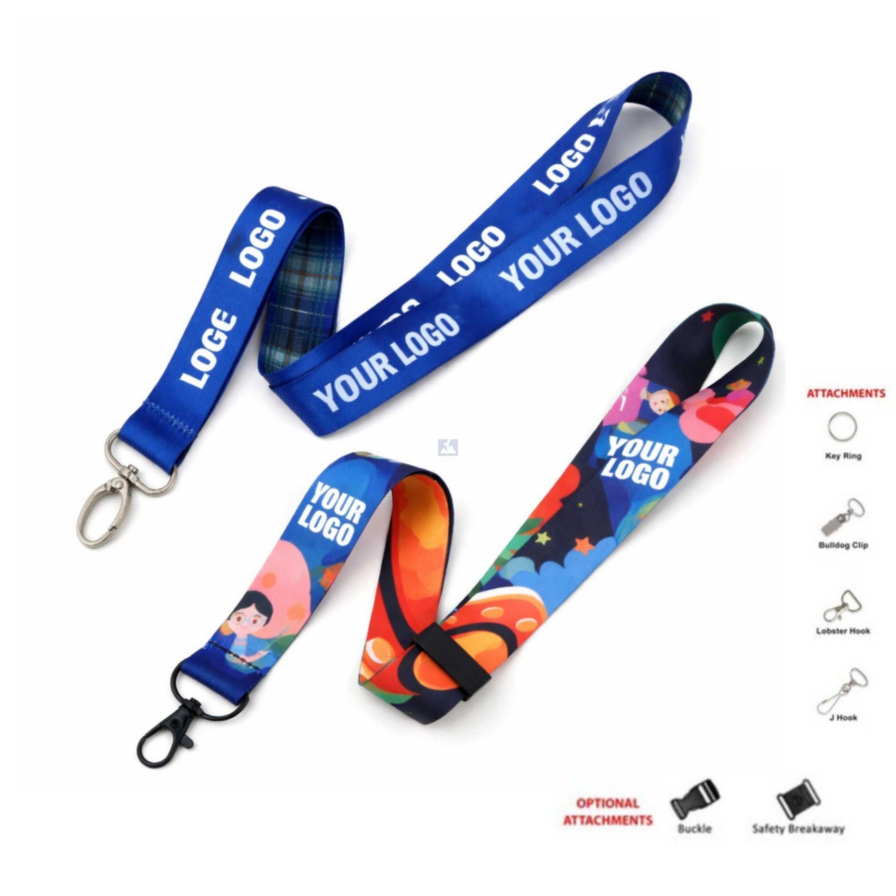 3/4" Full color Polyester Dye-sublimated Lanyard with Oval Hook - High-Impact Branded Giveaway